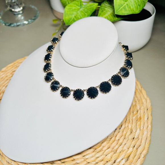 J. Crew Dark Navy Midnight-Blue Venus Flytrap Fashion Statement Necklace - Picture 8 of 8
